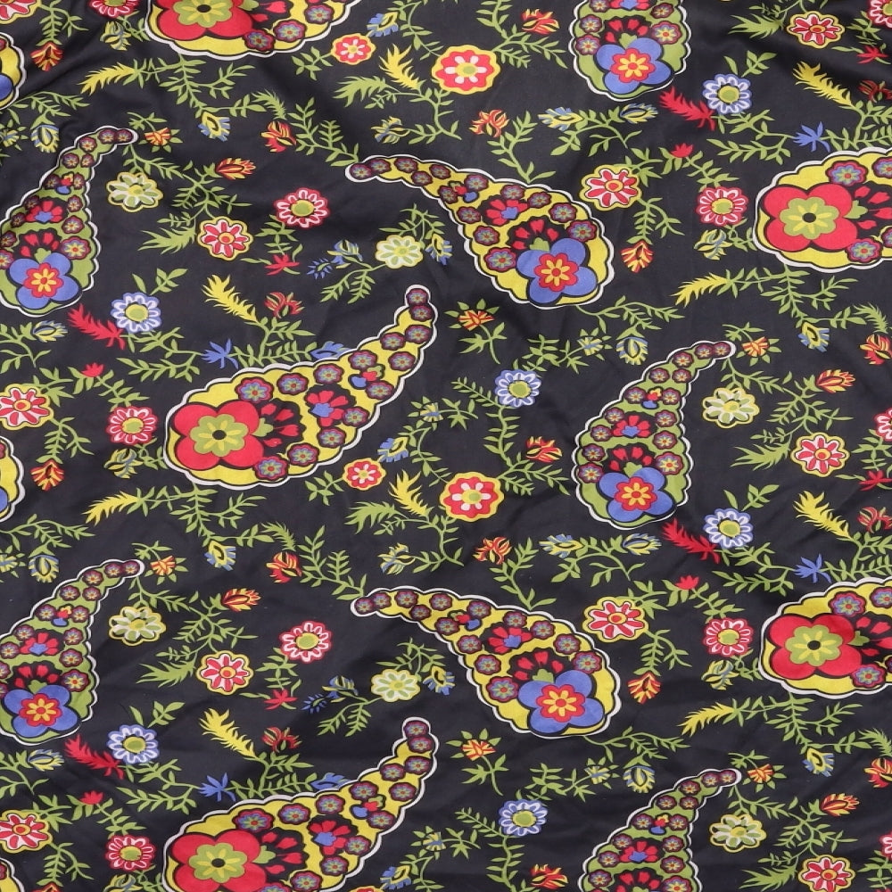 Wicked Womens Black Floral Basic Blouse Size XL