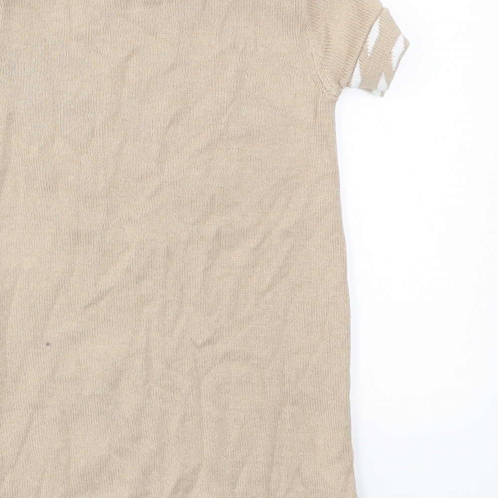 Miss Mona mouse Girls Beige Animal Print Basic T-Shirt Size 4 Years