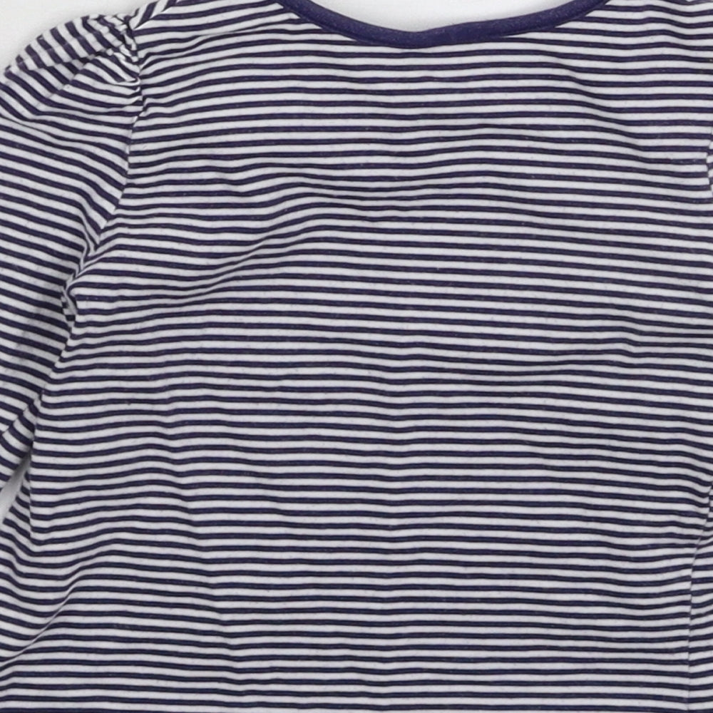 Mini Club Girls Blue Striped Basic T-Shirt Size 12-18 Months