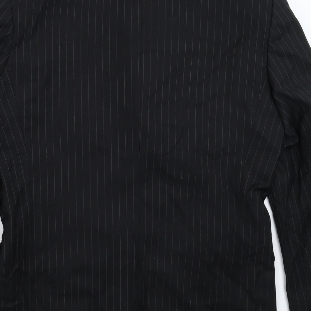 Henley & Knight Mens Black Striped Jacket Suit Jacket Size 38