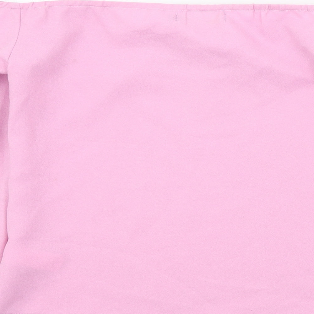 RAVI FAMOUSE Womens Pink Colourblock Basic Blouse Size 8