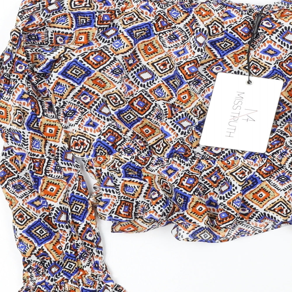 MISSTRUTH Womens Multicoloured Geometric Basic Blouse Size 8