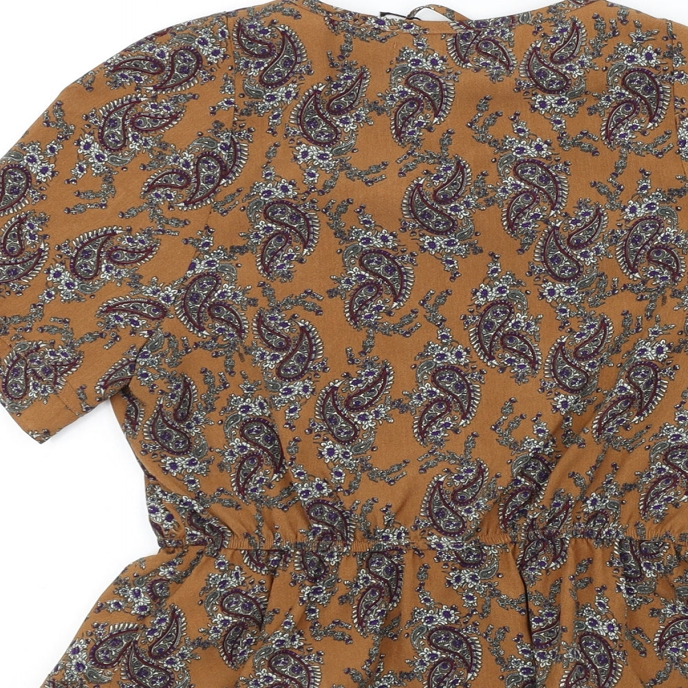 MISS TRUTH Womens Brown Geometric Basic Blouse Size 8