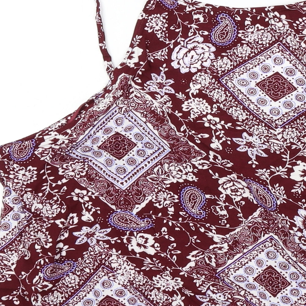 MISS TRUTH Womens Purple Geometric Basic T-Shirt Size 8