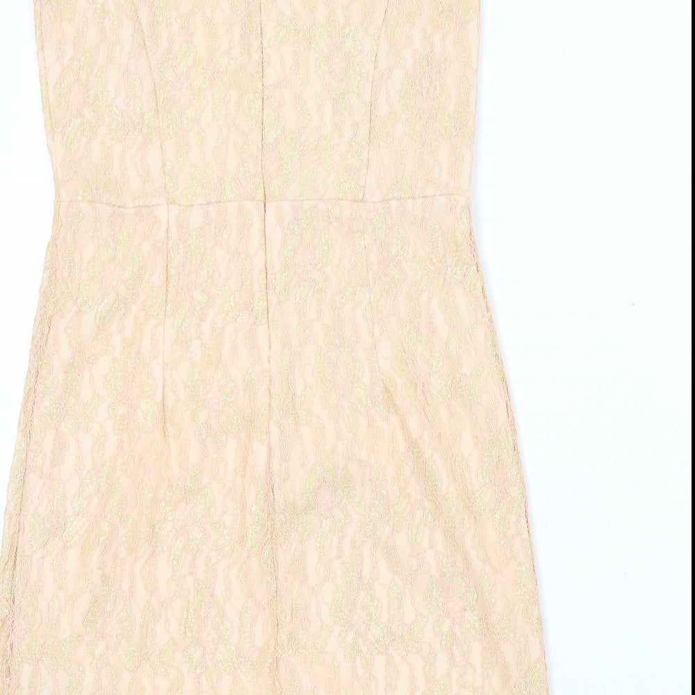 Miss Selfridge Womens Pink Colourblock A-Line Size 10
