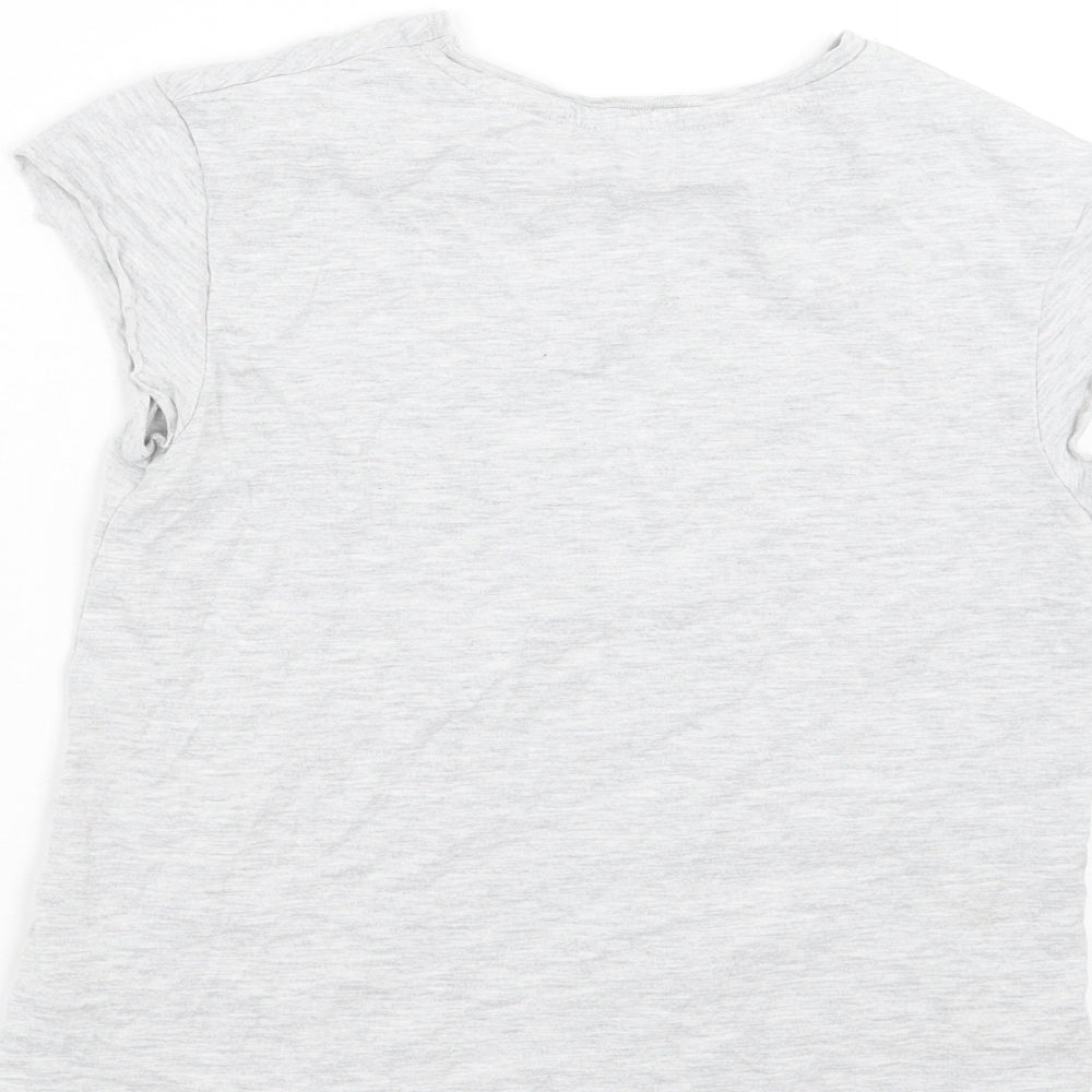 George Girls Grey Basic T-Shirt Size 9-10 Years - unicorn