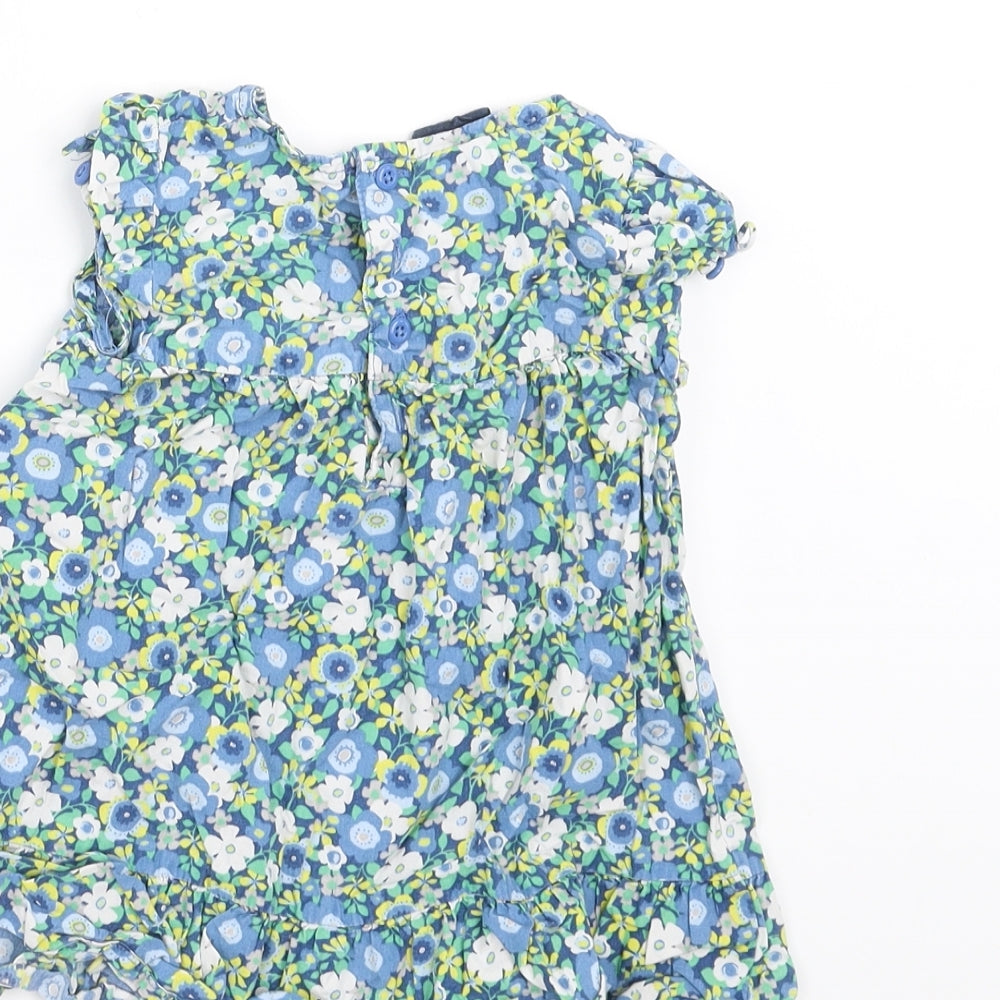 Faded Glory Girls Blue Floral Basic T-Shirt Size 18-24 Months