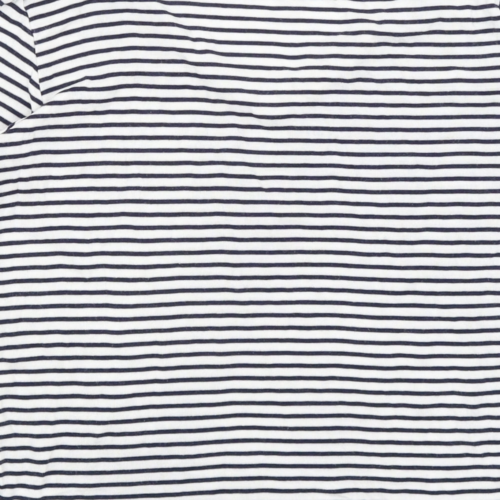 F&F Womens White Striped Basic T-Shirt Size 8