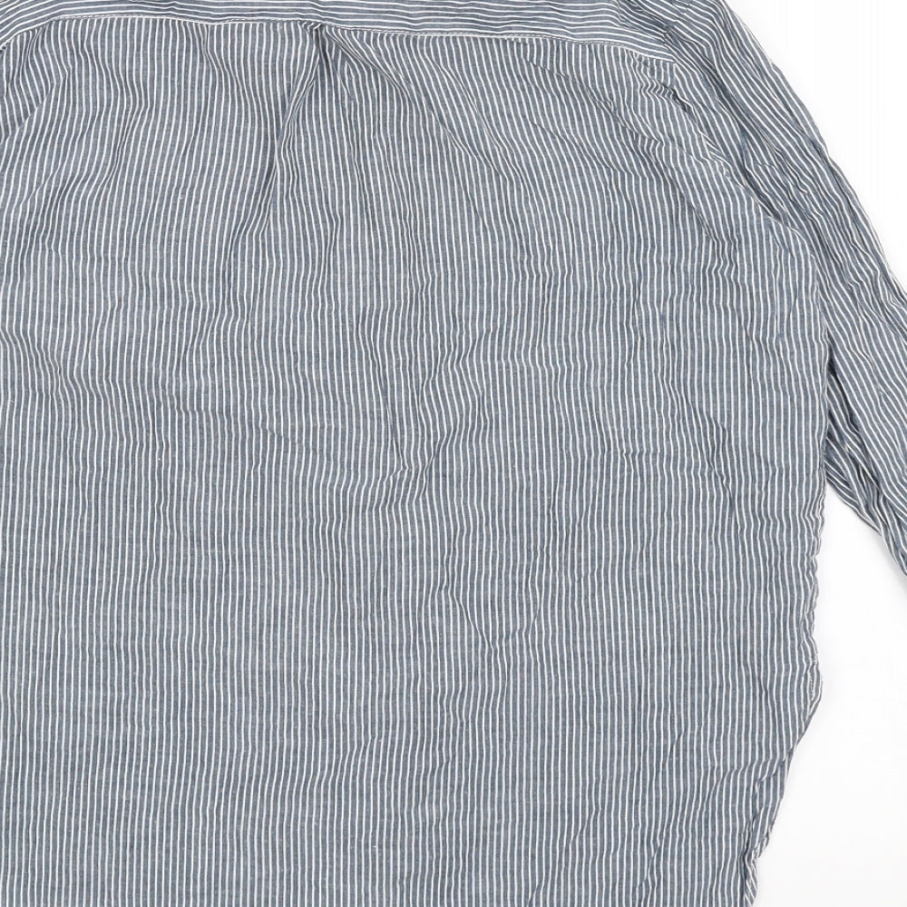 Atmosphere Womens Blue Striped Basic Button-Up Size 10