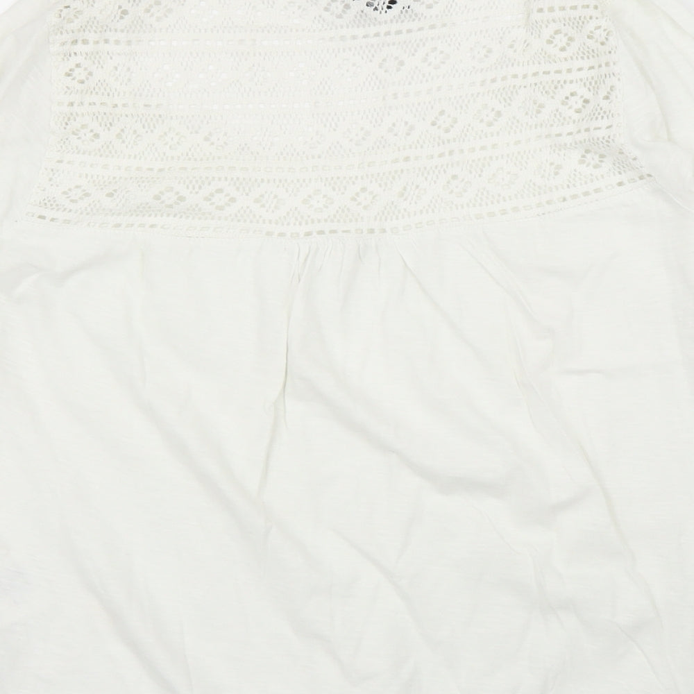 Colours of The World Womens White Geometric Basic Blouse Size M