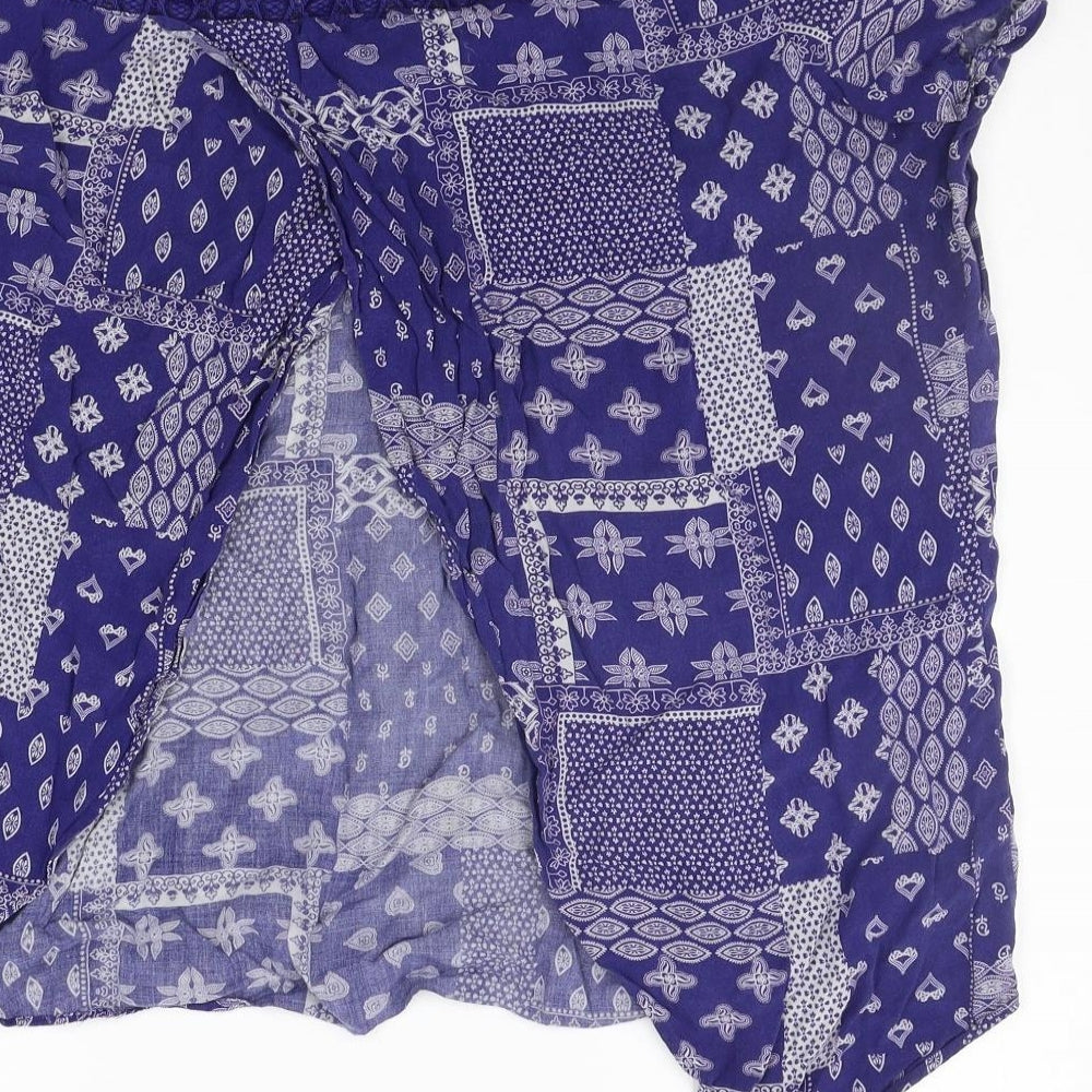 TU Womens Blue Geometric Basic T-Shirt Size 16