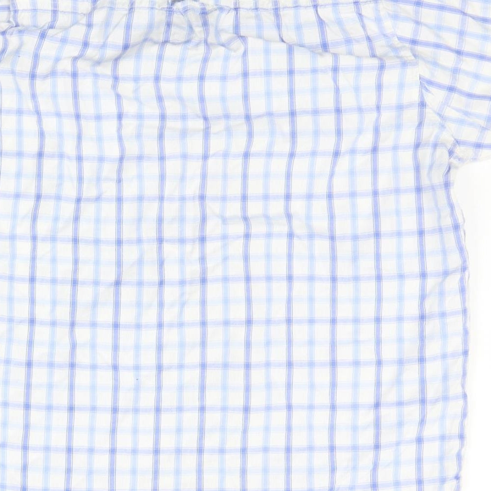 DC Mens White Check Button-Up Size S