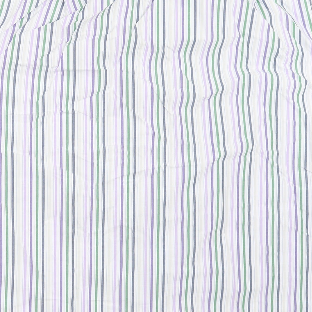 Cotton Traders Mens White Striped Button-Up Size L