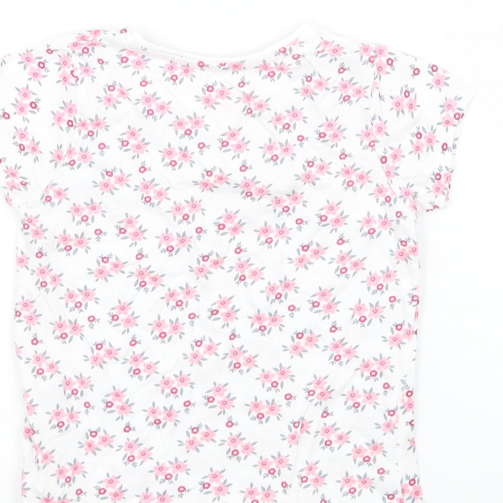 Primark Girls White Floral Basic T-Shirt Size 3-4 Years