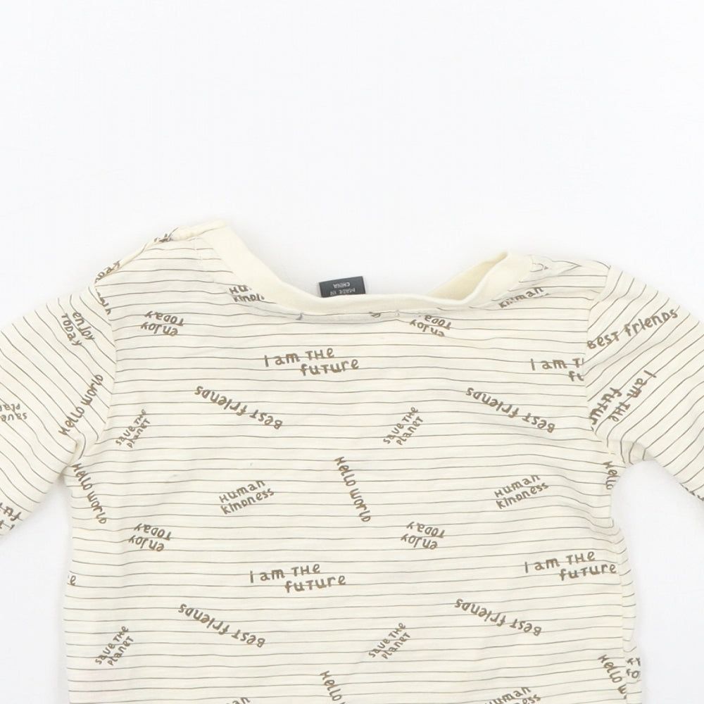 Primark Boys Ivory Striped Pullover Jumper Size 6-9 Months