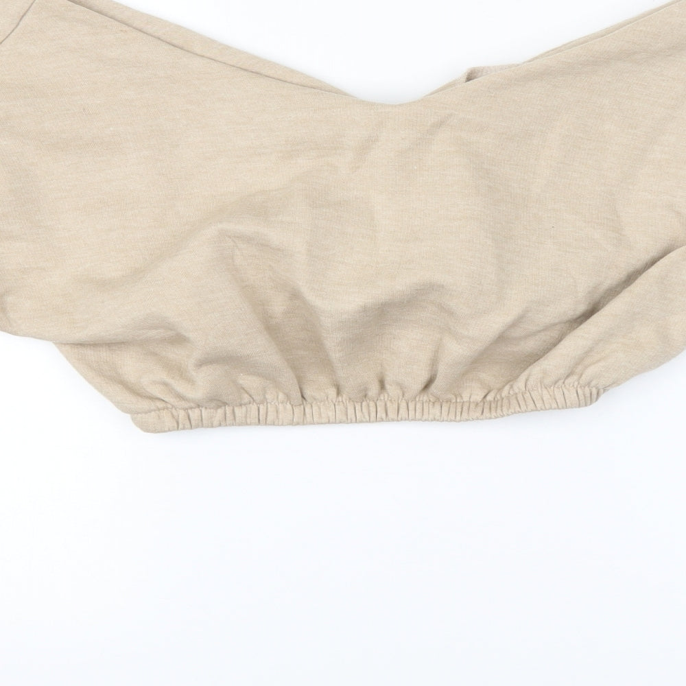 PRETTYLITTLETHING Womens Beige Pullover Sweatshirt Size S