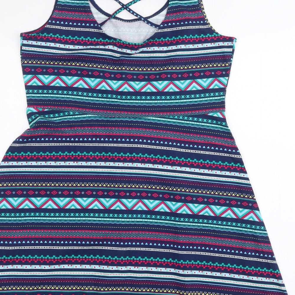 Springfield Womens Blue Striped A-Line Size L