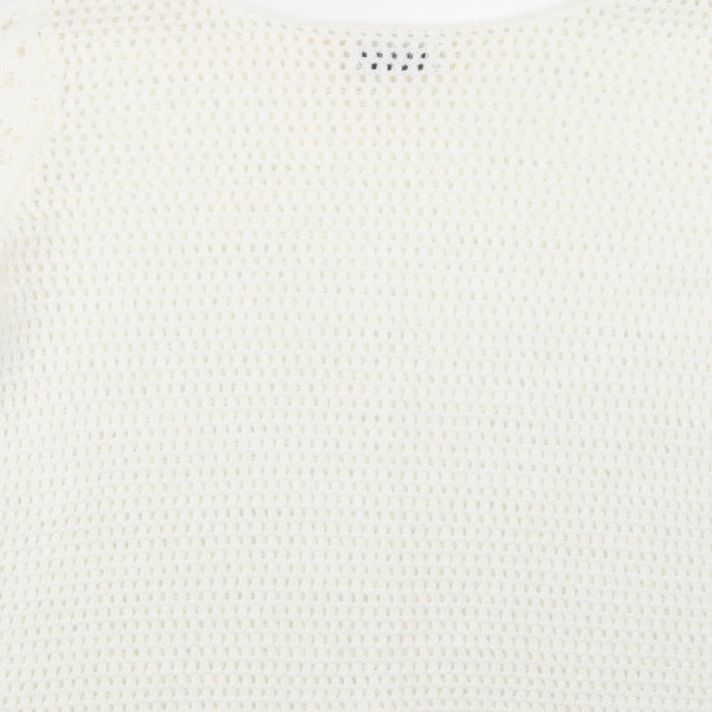 Papaya Womens White Knit Pullover Jumper Size M