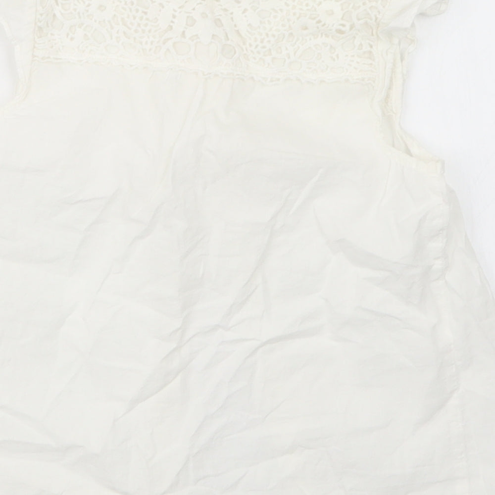 H&M Girls White Basic Button-Up Size 7 Years