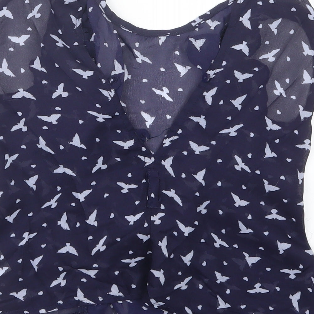 TU Girls Blue Geometric Basic Blouse Size 5 Years
