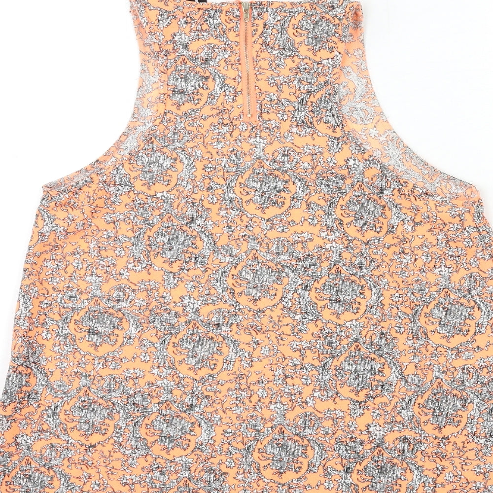 IZABELL Womens Orange Paisley Basic Tank Size 8