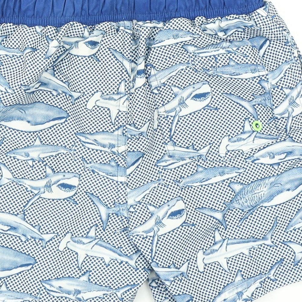 Ru Boys Blue Spotted Cargo Shorts Size 7 Years - shark print