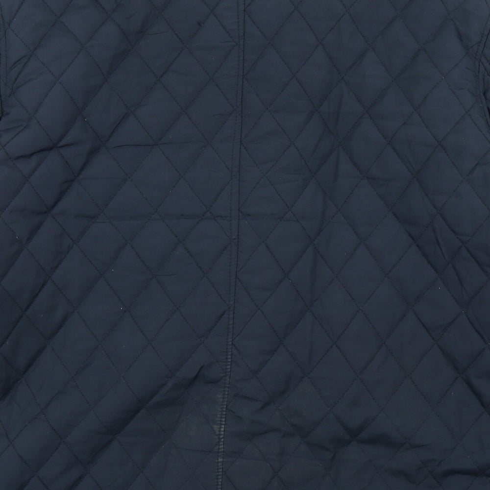 Easy Womens Blue Argyle/Diamond Pea Coat Coat Size M