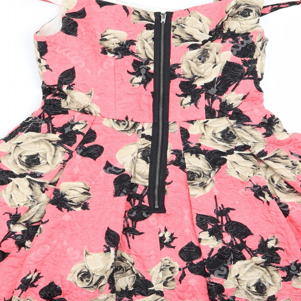 Topshop Womens Multicoloured Floral Fit & Flare Size 10