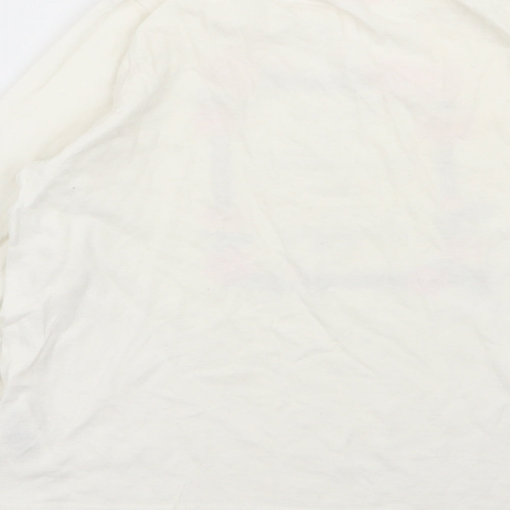 peimark Girls White Floral Basic T-Shirt Size 9-10 Years