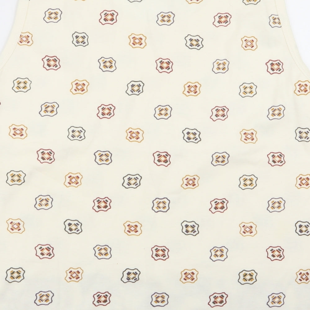 janique Womens Beige Geometric Basic Tank Size L