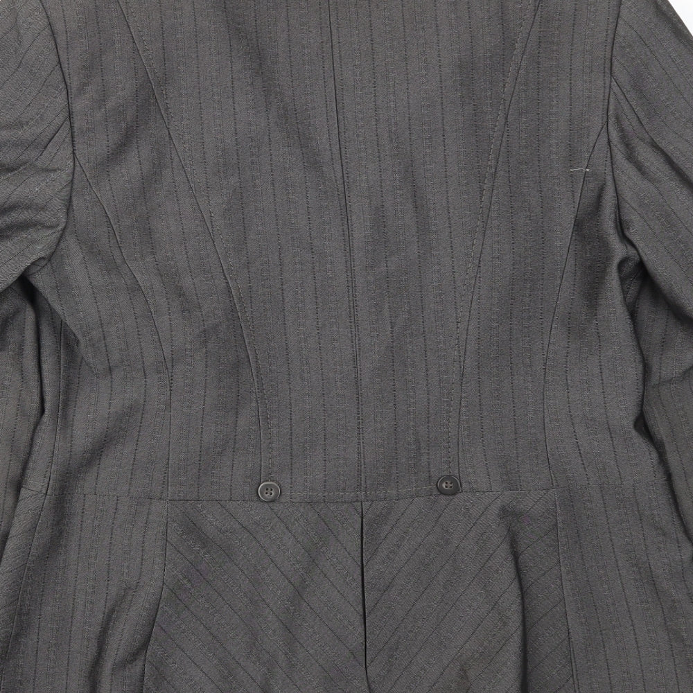 Next Womens Grey Striped Jacket Blazer Size 12