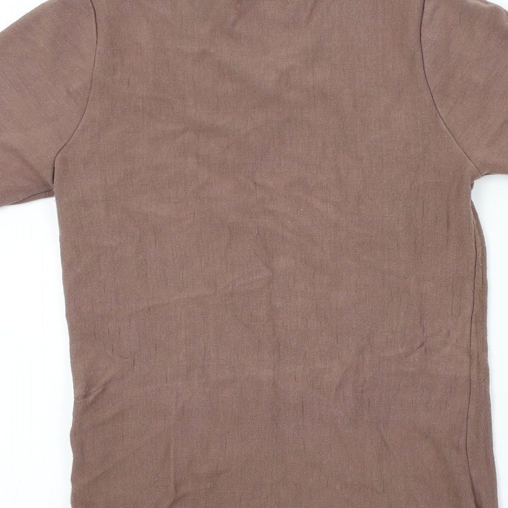 Todays Look Womens Blue Colourblock Basic T-Shirt Size S