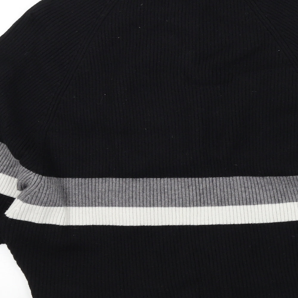 Sweewë Womens Black Striped Pullover Jumper Size M