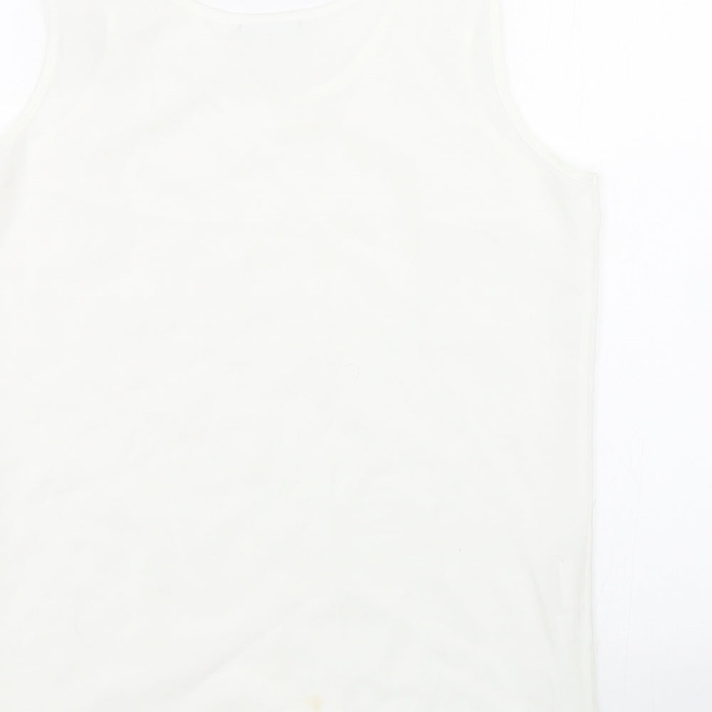 Design Essentials Womens White Basic Tank Size 12