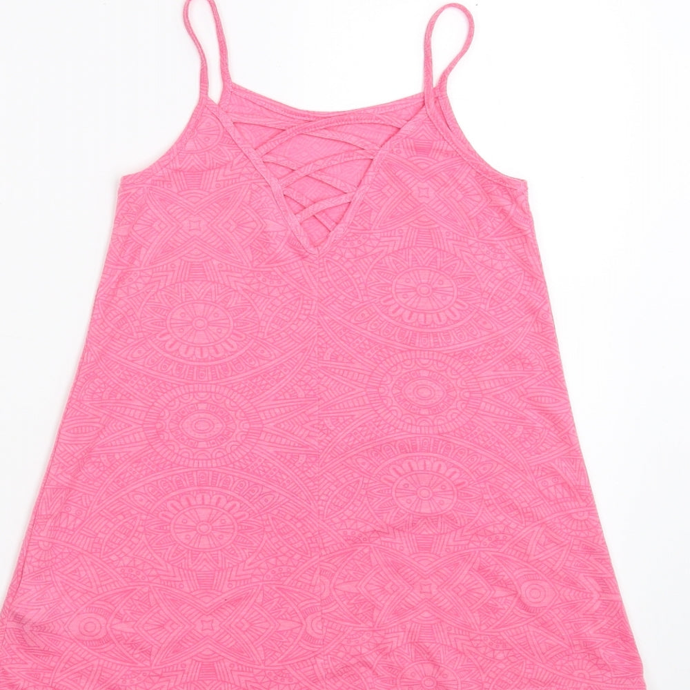 Matalan Girls Pink Geometric Camisole T-Shirt Size 4 Years - hello summer