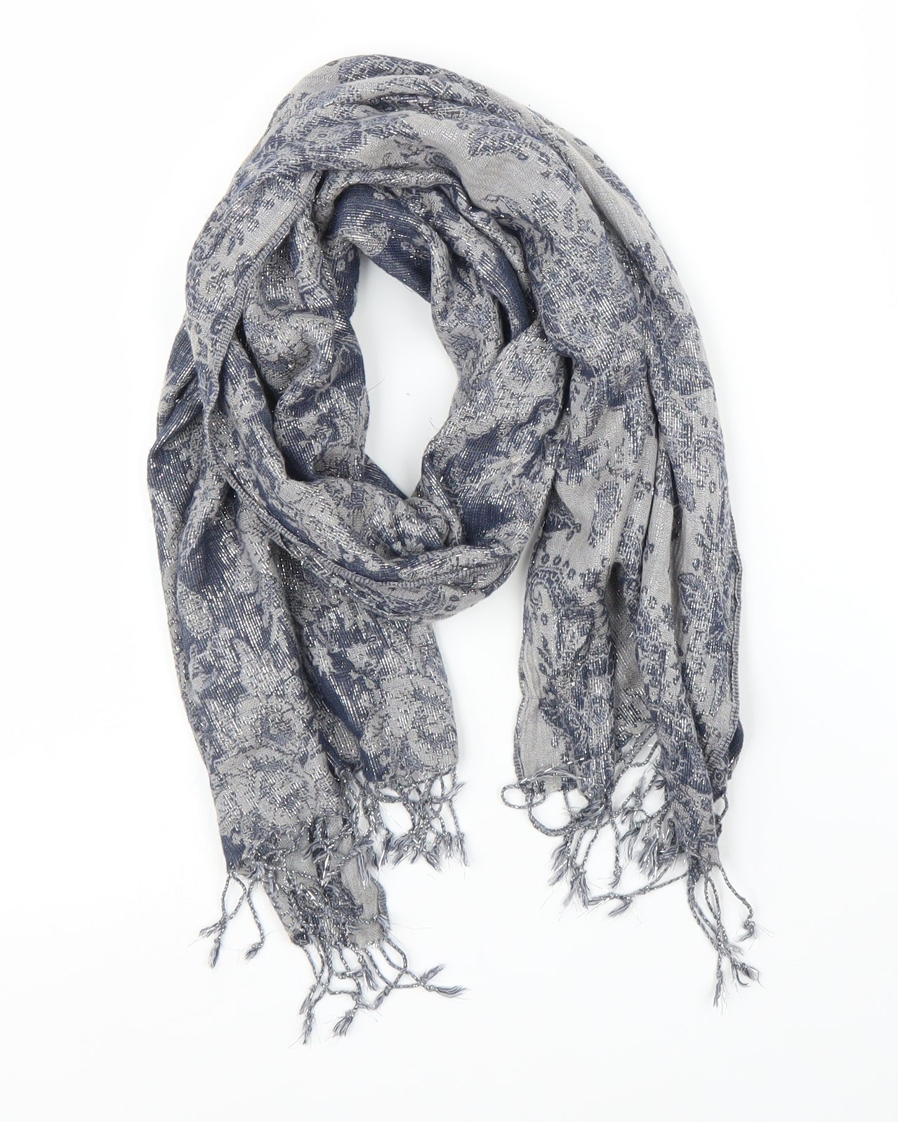 Preworn Womens Blue Floral Scarf