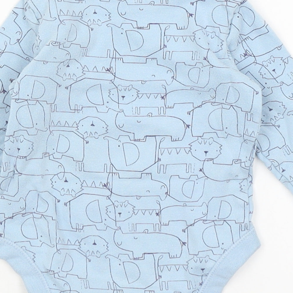 Preworn Baby Blue Romper One-Piece Size 6-9 Months - Animals