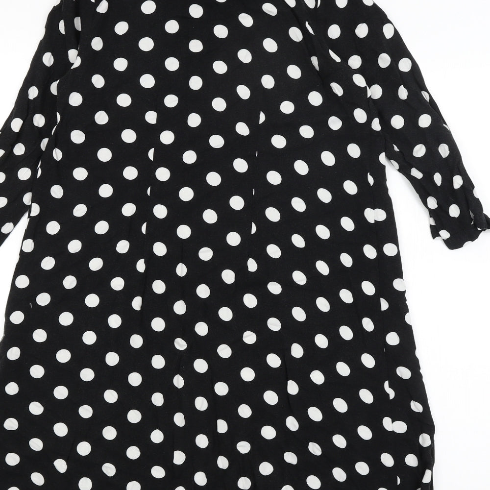 Primark Womens Black Polka Dot Shirt Dress Size 4