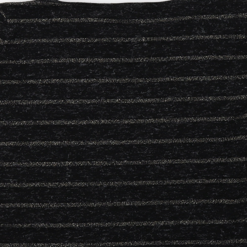 NEXT Womens Black Striped Pullover Sweatshirt Size 14