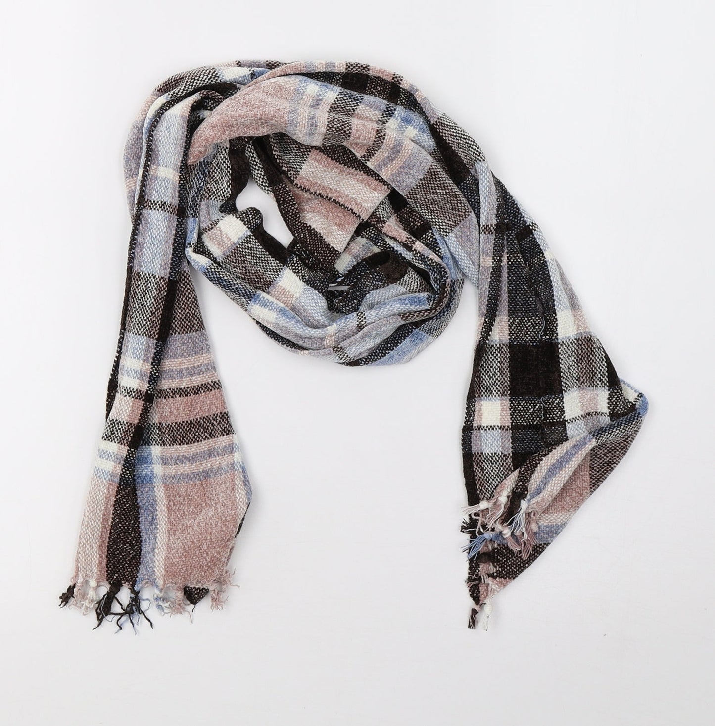 Preworn Unisex Brown Check Knit Scarf