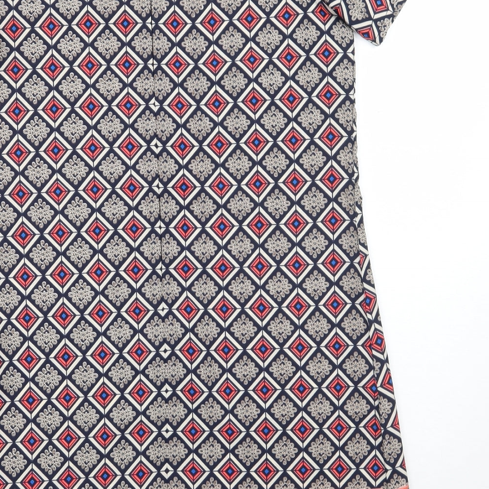 Influence Womens Blue Geometric A-Line Size 8