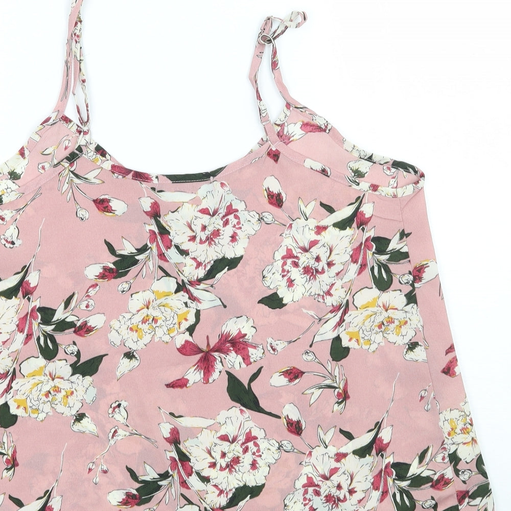 Jeuvre Womens Pink Floral Basic Tank Size S