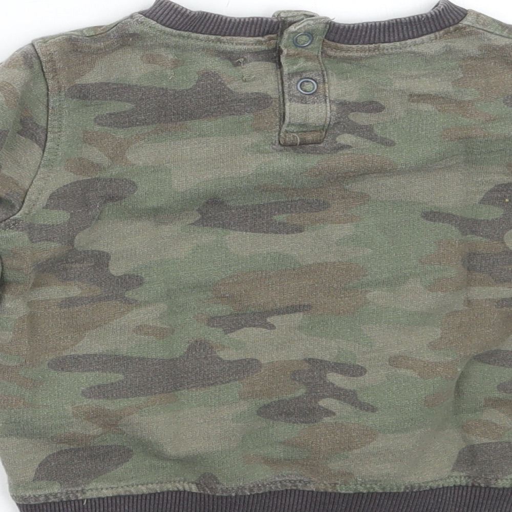 Babaluno Boys Green Camouflage Pullover Jumper Size 12-18 Months