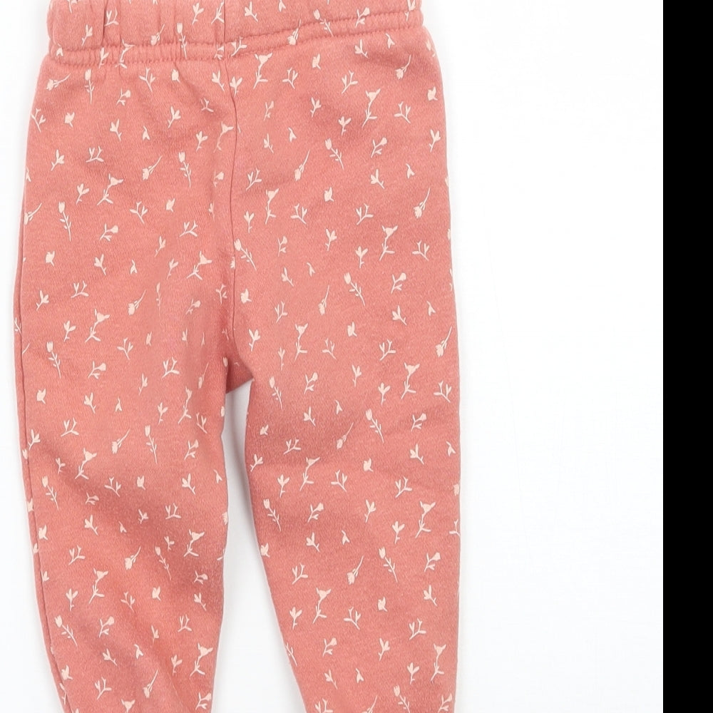 Primark Girls Orange Floral Jogger Trousers Size 6-9 Months