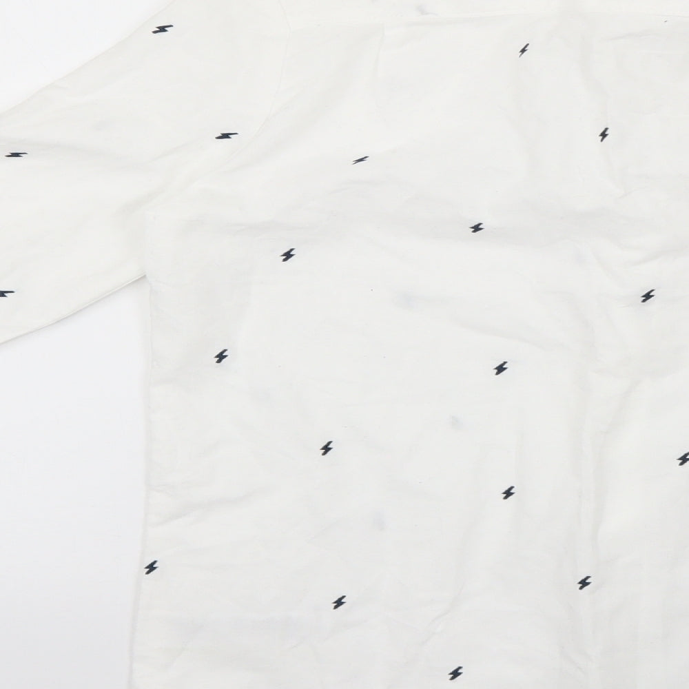 Marks & Spencer Boys White Geometric Basic Button-Up Size 12-13 Years