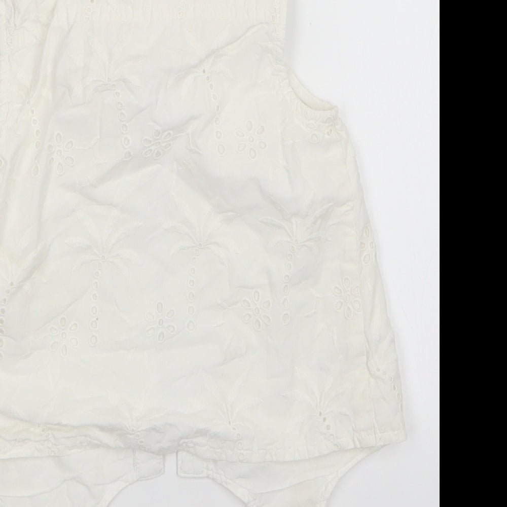TU Girls White Floral Basic Button-Up Size 7 Years