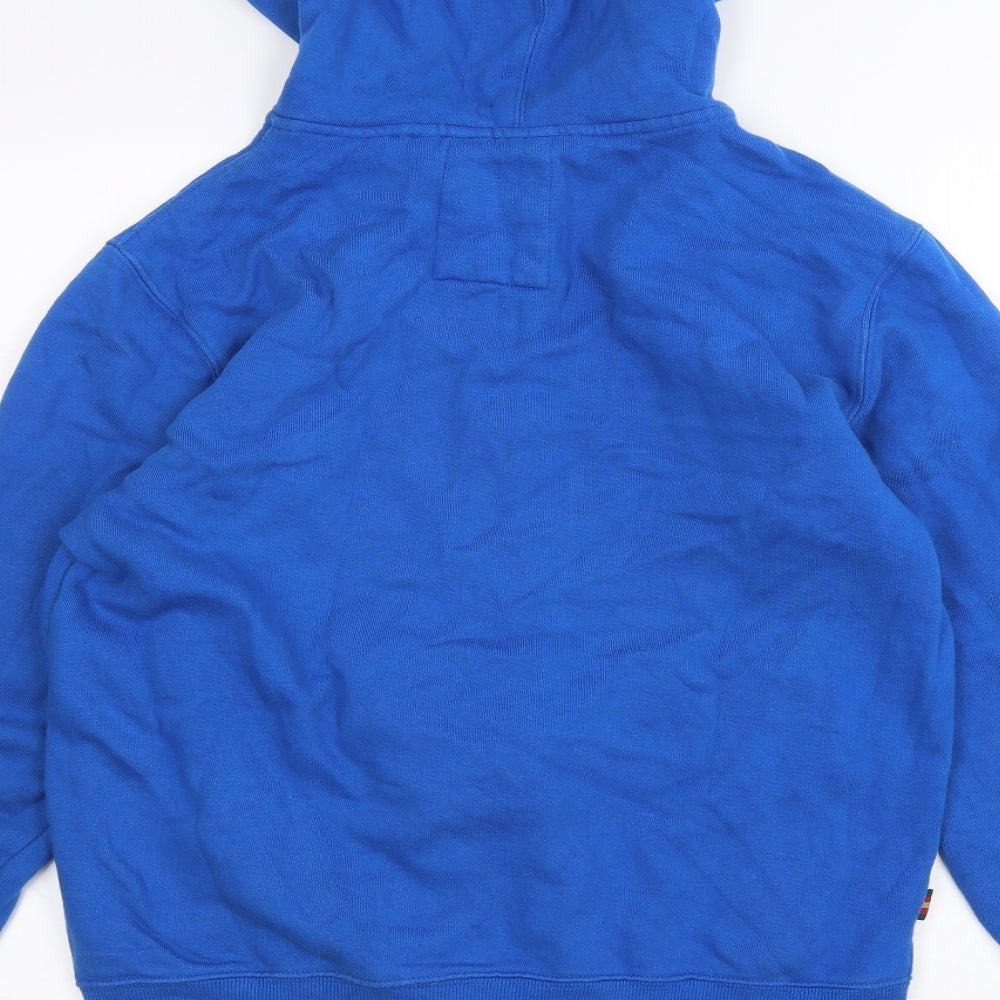 Brand and care label for Luke Sport women’s blue pullover hoodie, size S