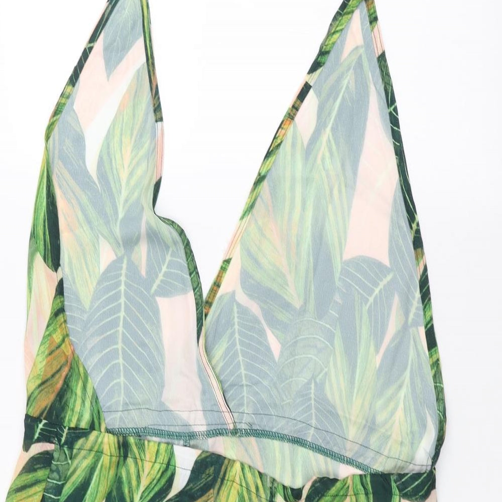 Zaful Womens Green Camouflage Basic Blouse Size S