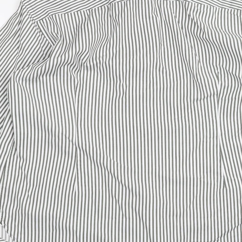 Jaeger Mens White Striped Dress Shirt Size 15.5