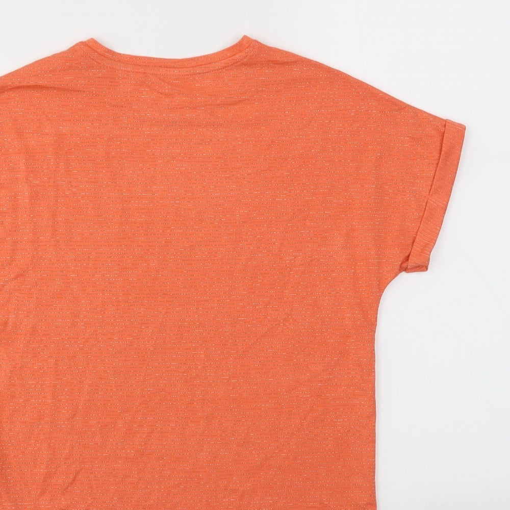name it Girls Orange Striped Basic T-Shirt Size 9-10 Years